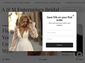 aandmbridal.com homepage screenshot