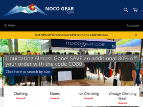 nocogear.com homepage screenshot