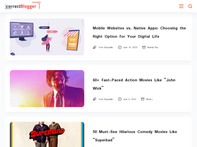 'thecorrectblogger.com' screenshot