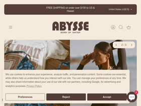 Abysse homepage screenshot