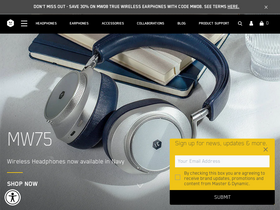 Master & Dynamic homepage screenshot