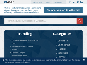 'vcalc.com' screenshot