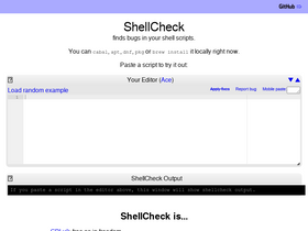 'shellcheck.net' screenshot