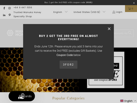 'manukahoneyofnz.com' screenshot
