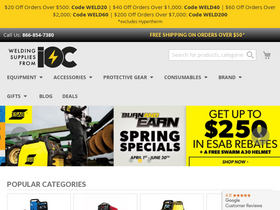 'weldingsuppliesfromioc.com' screenshot