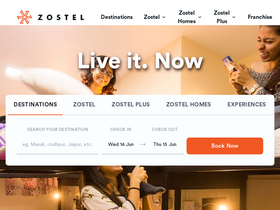 'zostel.com' screenshot