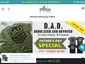 ariseapparel.com homepage screenshot