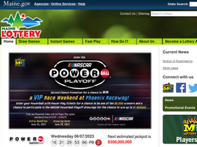'mainelottery.com' screenshot