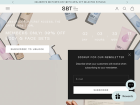 SBT Cosmetics homepage screenshot