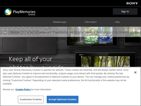 'playmemoriesonline.com' screenshot