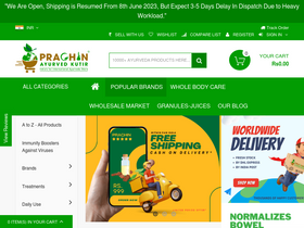 'prachinayurvedkutir.com' screenshot