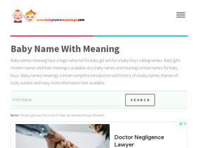'babynamemeaningz.com' screenshot