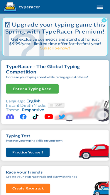 TypeRacer - Learn to type in Portuguese (Português)