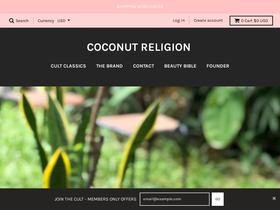 coconutreligion.com homepage screenshot