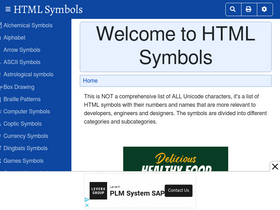 'htmlsymbols.xyz' screenshot