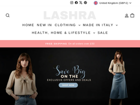 lashra.com homepage screenshot
