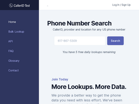 'calleridtest.com' screenshot