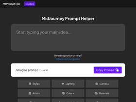 MidJourney Prompt Helper - Unleash AI artistry with intuitive prompt crafting and optimization.