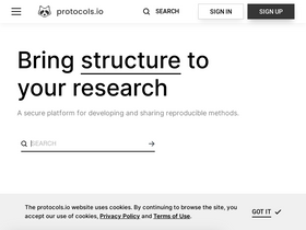 'protocols.io' screenshot