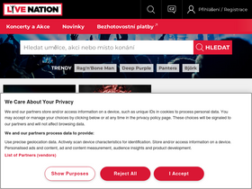 'livenation.cz' screenshot