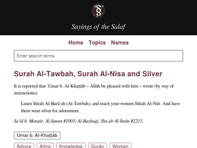 'sayingsofthesalaf.net' screenshot