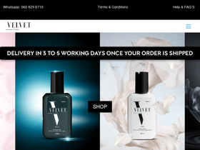 velvetcosmetics.co.za homepage screenshot