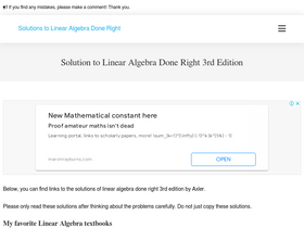 'linearalgebras.com' screenshot