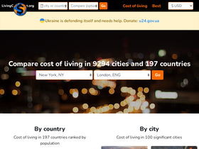 'livingcost.org' screenshot