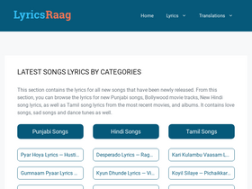 'lyricsraag.com' screenshot
