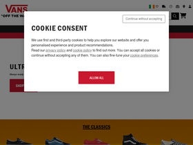 'vans.ie' screenshot
