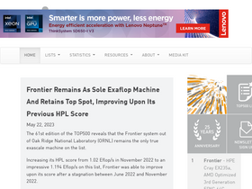 'top500.org' screenshot