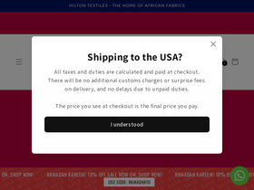 Hiltontextiles homepage screenshot