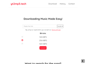 'yt2mp3.tech' screenshot