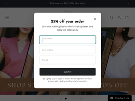 anthemthelabel.com homepage screenshot