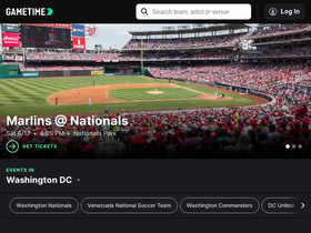 'gametime.co' screenshot