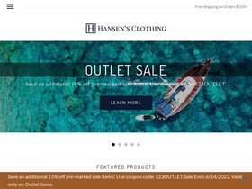 'hansensclothing.com' screenshot
