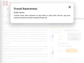 'trackon.in' screenshot