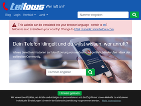 'tellows.ch' screenshot
