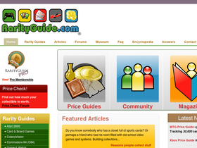 'rarityguide.com' screenshot