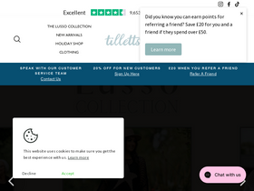 'tillettsclothing.co.uk' screenshot