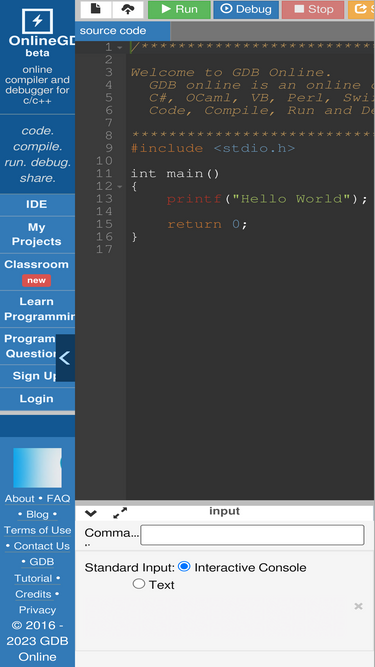 GDB online Debugger  Compiler - Code, Compile, Run, Debug online