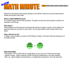 'webmathminute.com' screenshot