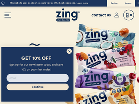zingbars.com homepage screenshot