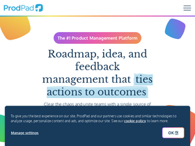 'prodpad.com' screenshot