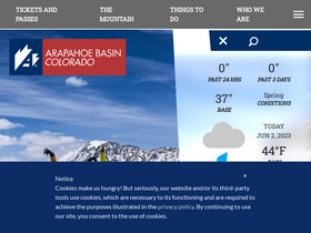 'arapahoebasin.com' screenshot