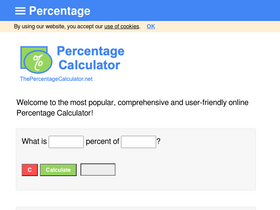 'thepercentagecalculator.net' screenshot