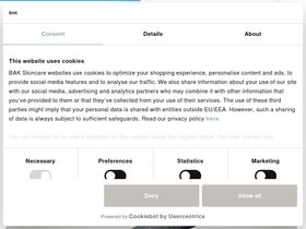 Bakskincare homepage screenshot