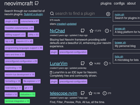 'neovimcraft.com' screenshot