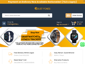 'justfones.ng' screenshot
