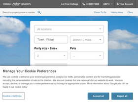'cornishcottageholidays.co.uk' screenshot